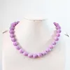 Chains Purple Violet Shell Baking Paint Glass 8mm 10mm 12mm 14mm Round Beads Necklace Chaisn Rope Jewelry Making 18inchB636