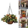 Christmas Decorations Artificial Hanging Basket Flocked With Mixed And LED Lights Ornament Xmas Home Decor For Festive