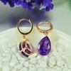 Hoop oorbellen Elegant Purple Natural Porany Crystal Rose Gold Noble Japanese en Koreaanse versie Chaoren ooraccessoires