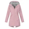 Women's Vests Fashion Hooded Rain Coat Casual Ladies Waterproof Windproof Long Jacket Buttons Female Winter Sleeve Womens Outerwear