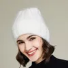 Czapki czapki Visrover 10 kolorów królików futra lurex kobietę zimowy kapelusz stały kolor jesienny czapki dopasowane ciepłe miękkie czaszki Prezent 221024