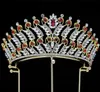 Vintage -Festzug hohe Krone Tiara Hochzeit Brautkristall Strasshaarzubehör Schmuck rot grün blau grün Diamant Kopfschmuck Schmuck