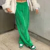 Spodnie damskie capris yiyimiyu zielone luźne spodnie na nogi y2k kobiety swobodne jesień sport oversiased high talia 2021 vintage mody spodnie T221024