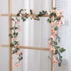 Decorative Flowers 230cm Artificial Rose 69 Heads Garland Vine String Wedding Arch Decoration Rattan Glass Window Home Decor