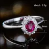 Bröllopsringar Bröllopsringar Rose Red Zircon Stone For Women Vintage Sier Color Promise Love Engagement Ring Luxury Bridal Jewelrywedd DhSxt