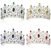 Pageant Tall Crown Diadème De Mariage De Mariée Cristal Strass Rouge Bleu Vert Accessoires De Cheveux Bijoux Casque Fête De Bal Bijoux Coiffe Ornement