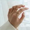 Bröllopsringar Bröllopsringar Fin Pearl Thin Ring For Women Minimalist Style Rostfritt stål Fashion Jewelry Fadeless Knuckle Ladies DHT87