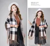 new Autumn winter scarf plaid striped cape with sleeves women's knit coat Pashmina