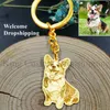 Portachiavi Cordini personalizzati Simpatico animale domestico Incisione Pos Immagini fatte a mano di cani e gatti Gioielli in memoria Argento sterling 925 221024