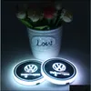 Véhicule Chauffage Tasse Logo De Voiture LED Tasse Pad Coaster USB Tapis De Charge Luminescent Ambiance Intérieure Lampe Décoration Lumière Pour Drop Deli Dhzrp