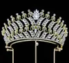 Vintage -Festzug hohe Krone Tiara Hochzeit Brautkristall Strasshaarzubehör Schmuck rot grün blau grün Diamant Kopfschmuck Schmuck