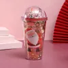 Mugs Water Cup with Lid Cartoon Christmas Gift Plastic Santa Claus Glitter Mug Wide Mouth Large Capacity Cute Tumbler Drink Y2210