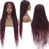 Caixa sintética trançada peruca frontal de renda de 32 polegadas Pelucas para mujer ombre color fy01