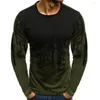 Herren T-Shirts Herbst Rundhals Langarm Tops Lose Mode Buchstaben Tie Dye Männer Kleidung Bedruckt Streetwear Frühling Zuhause Schwarze T-Shirts