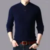 Men's Sweaters Man Fashion Buttons Collar Cashmere Sweater Winter Pure Wool Thick Casual Male Warm Knit Jumper Pullovers