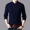 Hommes chandails homme mode boutons col pull en cachemire hiver Pure laine épais décontracté mâle chaud tricot pull pulls