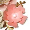 Decorative Flowers Handmade Pink Rose DIY Paper Gold Leaves Set For Nursery Wall Deco Boys Room Baby Shower Backdrop Video Tutorials