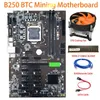 Материнские платы B250 BTC Mining Motherboard с кабелем SATA Cable RJ45 сетевой охлаждающий вентилятор DDR4 4GB 2133 МГц RAM LGA 1151 Слот для шахтера