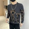 Camisolas masculinos Prind Print Sweater masculino 2022 Autumn Winter Manga longa Manga quente malha redonda Pallovers finos casuais roupas masculinas