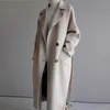 Kvinnorjackor Winter Coat Kvinnor Brett Lapel Belt Pocket Wool Blend Coat Overdimensionerad långgrav Outwear Wool Women