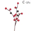 Decorative Flowers Artificial Glass Berries Pomegranate Home Decor Mini Fake Fruit Red Cherry Bouquet Stamen Christmas Diy Accessories