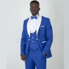 Fashion Royal Blue Wedding Tuxedos for Men Slim Fit Formal Rapel Male Business Blazer Man Bruidegom Suit
