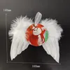 Sublimation Christmas Feather Pendant White Blank MDF Heat Transfer Christmas Decorations 2.8inch Round Heart Double Side For Sublimating01