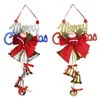 Party Supplies 1pc Christmas Bowknot Double Bell Ornament Xmas Tree Door Hanging Home Decoration Pendant Fashion Hang Ornaments