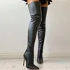 Laarzen vrouwen over de knie vrouwelijke zip sexy zwarte lange vrouw dunne hiel dames puntige teen feest dames herfstschoenen88 221022