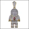 H￤nge halsband Hip Hop Jewelry Zircon Astronaut Iced Out Cool Mens Pendant Halsband Guldkedja f￶r m￤n Fashion Drop Delivery 2022 DHFYQ