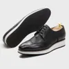 클래식 Wingtip Brogue Mens Derby Shoes 정품 가죽 레이스 업 캐주얼 비즈니스 사무실 럭셔리 브랜드 Man Shoes Oxfords Sneakers