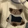 Kvinnors tröjor Pullovers kvinnor Japan Kawaii Cartoon Sticked Sweet Preppy Casual Girls Autumn Chic All-Match Loose Young Lady Fashion