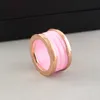 luxury couple ring designer design stainless steel pink ceramic rings men and women valentines day titanium steel jewelry gift
