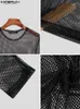 T-shirts pour hommes Party Nightclub Style Tops INCERUN Men Glitter Mesh See-through Camiseta Sexy Male All-match Long Sleeve Thin T-shirts S-5XL