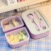 Bento Boxes Kawaii Lunch For Girls School Kids البلاستيك نزهة الميكروويف مع مقصورات حاويات تخزين 221022