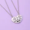 Mode splitsen goede vriend hangere ketting designer sieraden verzilverde grote zus kleine zusje letter vlinder hart ketting vrouw vriendschap cadeau 2 st/set