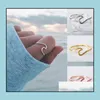 Anéis de banda Ocean Wave Rings Simples Dainty 925 Sterling Sier Thin Ring Summer Beach Sea Surfer Personality Jewelry For Women Drop Deli Dhhn1