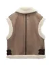 Designer wintervest Damesvest Mode Patchwork Mouwloos vest Losse dikkere revers Jas Jas Herfst Chic Tops Uitloper Straat