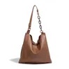 Sacs de soirée Designer Chaîne Hobo Sac Fourre-Tout En Cuir Véritable Peau De Vachette Femmes Grand Grand Noué Épaule Noir Marron Vert Foncé Printemps