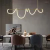 Pendant Lamps Nordic Liner Ring LED Light Modern Silicone Hanging Lamp Dining Room/Living Room Lighting Fixtures