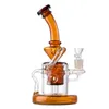 Klein Recycler Glass Bong Hookahs duschhuvud Perc Percolator Oil Dab Rigs 14mm Female Joint Bent Type Bongs Water Pipes With Bowl Heavy Base Ocean Shiping