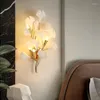 Lampade da parete Rami d'oro moderni Luce con foglie di porcellana Interni Decorazioni per la casa Illuminazione da comodino di lusso Applique