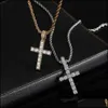 Pendant Necklaces Mens Cross Diamond Pendant Fl Of Zircon Solid Et See Detial Designer Chain Necklace Choker European American Orname Dhrfp