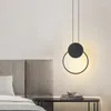 Lampade a sospensione Lampadario nordico minimalista Lampadario rotondo ovale in metallo moderno LED interno contemporaneo per luci da comodino lucentezza