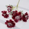 Fiori decorativi 6 Simulazione di peonie di neve Guida ai materiali dei fiori nuziali Decorazione Falsi 3 bastoncini