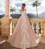 Abito da ballo modesto abito da sposa spiaggia Abiti da sposa Boho A Line 2023 Pizzo scollo a V maniche lunghe lusso Country Long Tulle plus size Abiti da sposa robes de mariee