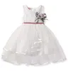 Vestidos de menina fofa princesas crianças bebês rosa vestido de flor sem mangas faixa de fita cravo de renda malha tutu verde rosa branco 6m-5y