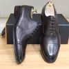 Herr oxfords äkta läder manliga klänningskor handgjorda snörning cap toe bröllop formella skor för män affärskontor fotväv