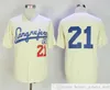 Crema Roberto Clemente Jersey # 21 Santurce Crabbers Puerto Rico en béisbol Jersey Béisbol cosido botón abajo camisa envío rápido