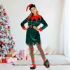 Sahne Giyim Kadınlar Noel Uzun Kollu Elbise Cosplay Parti Elbiseleri Masquerade Gel Hat Kemer Çorapları Elbise Takım Vestido Mujer A40 T220901